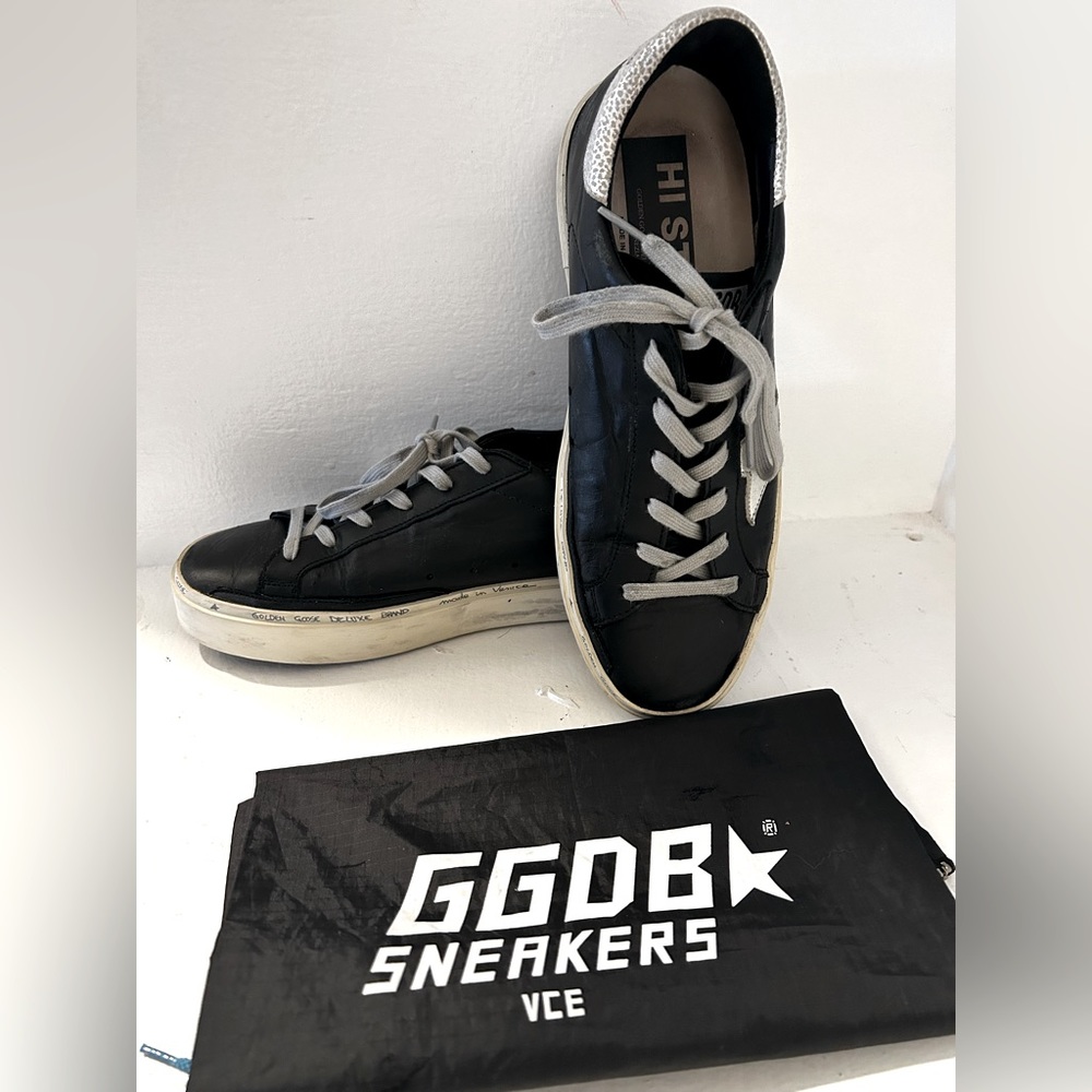 Gold Goose black and silver sneakers